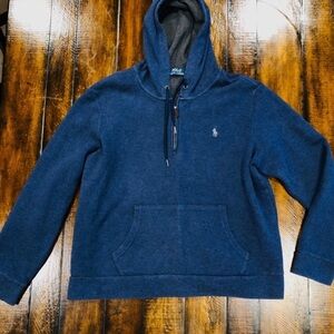 Polo Ralph Lauren Blue Half Zip Pull Over Hoodie women size LG